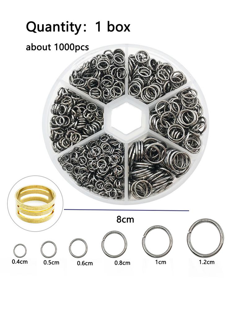 About 1000Pcs 6 Different Sizes Open Jump Rings,4mm 5mm 6mm 8mm 10mm 12mm with 1Pc Jump Ring Open/Close Tool for DIY Crafts Gift