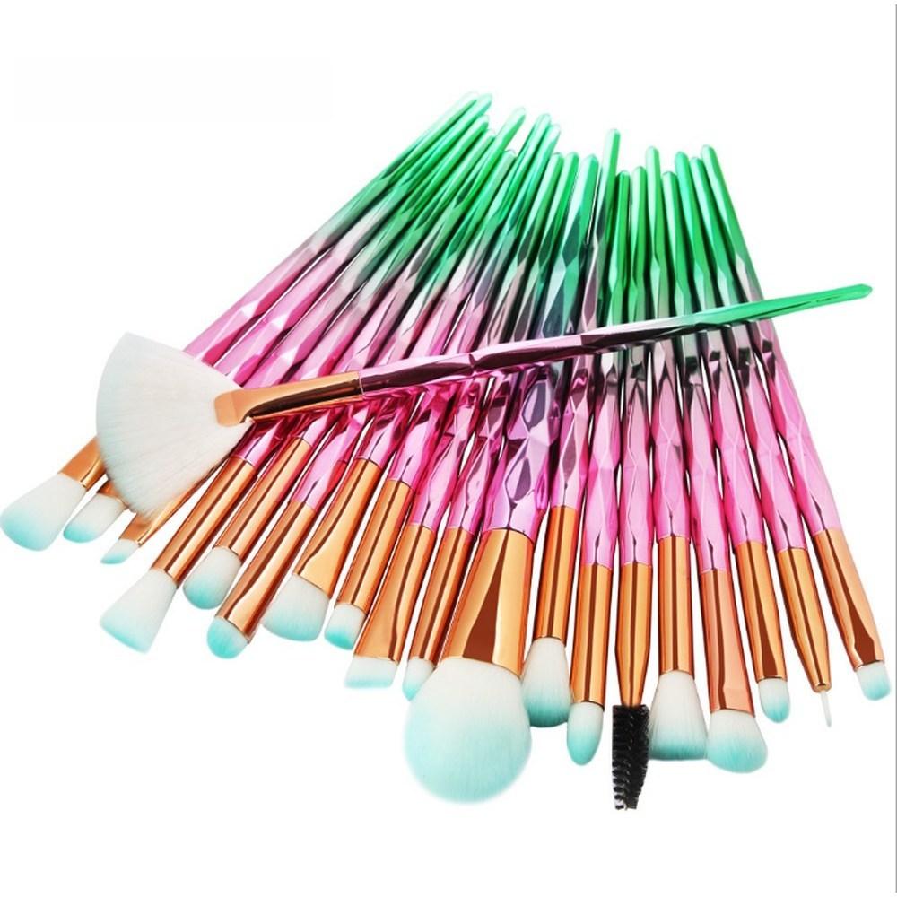 Diamant Make-up Pinselset Puder Foundation Rouge Verblenden Lidschatten Lippen Kosmetik Beauty Make-up Pinsel Pincel Makeup 20, TransparentLila