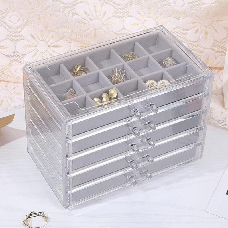 Elegant Acrylic Makeup and Jewelry Drawer Organizers Beauty Container with Multi Layer Design for Home and Vanity Use