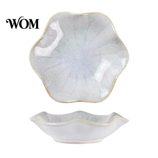 Ceramic Dipping Dish Soy Sauce Plate, Lotus Leaf Design, High-Temperature Fired Home Decorative Unique Texture Jewelry Holder, for Vinegar Snack Small