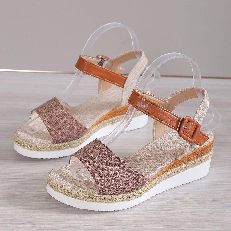 Women's Sandals Peep Toe Heels Sandals Summer Wedges Shoes Woman Low Platform Heeled Sandalias Mujer Summer Shoes Women Footwear