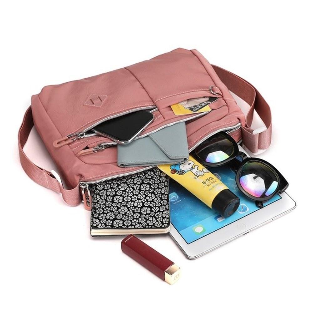 Women Multi Pocket Large Capacity Nylon Crossbody Bag with Adjustable Strap for Daily Commute