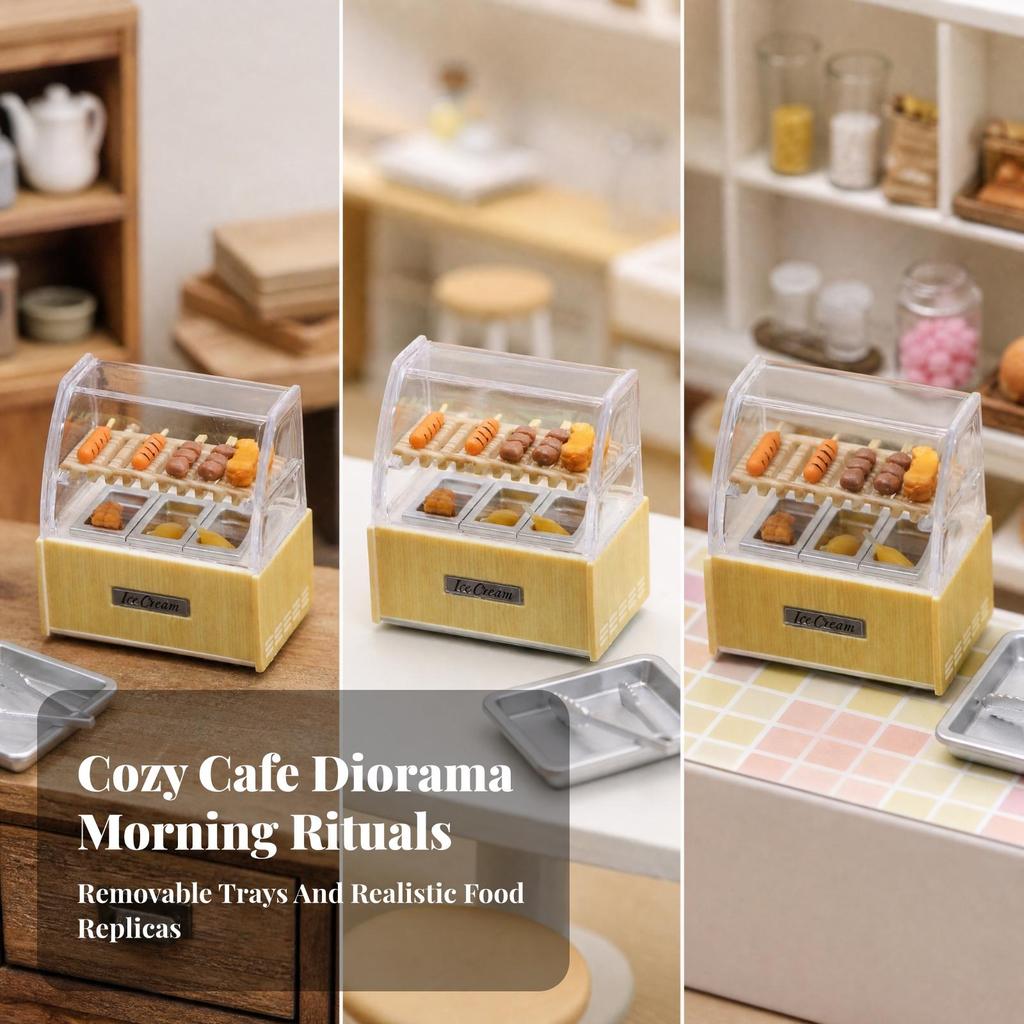 Miniature Bakery Display Exquisite Details Oden Food Cabinet