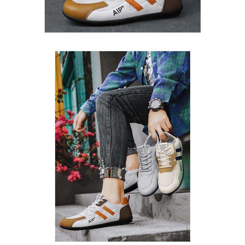Mens Casual Lace Up Flat Driving Low Top Solid Color Daily Sneakers