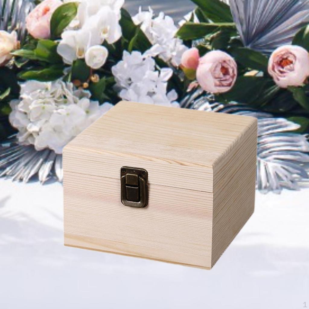 Wooden Box Bridesmaid Favor with Clasp Candy Case DIY Hinged Decorative Rustic Unfinished