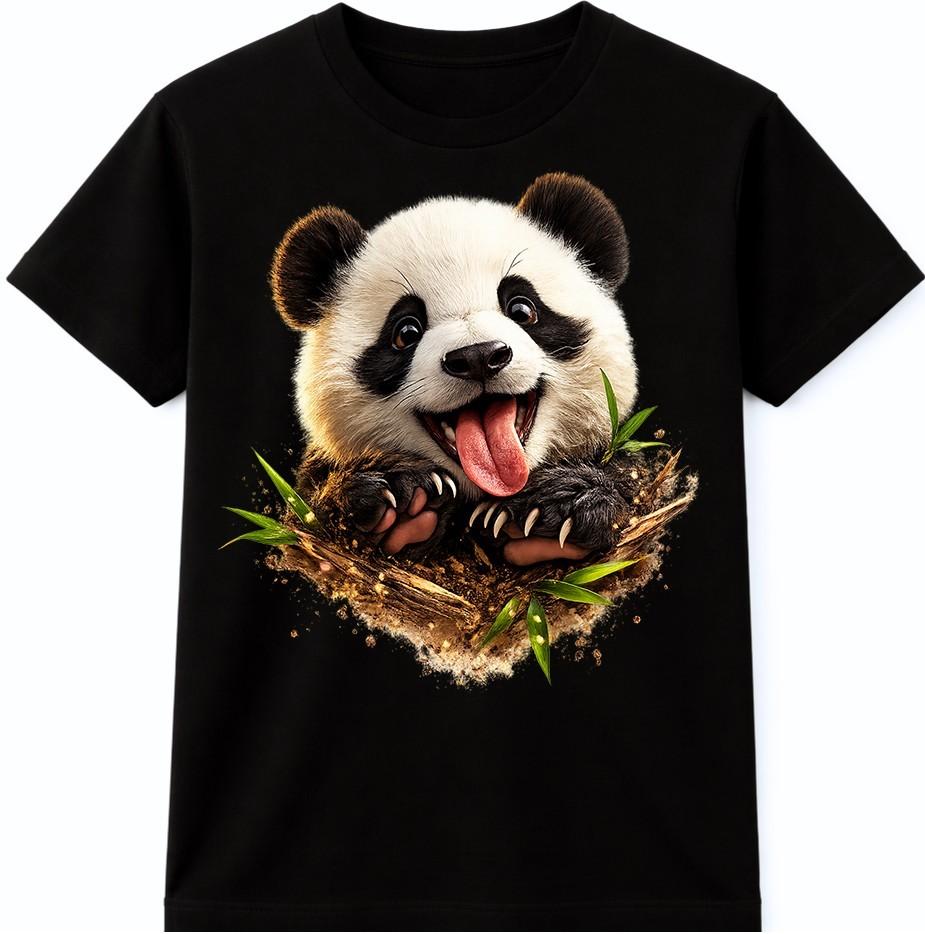 Cute Baby Panda T Shirt Adorable Cartoon Bear Graphic Tee Kawaii Animal Top L