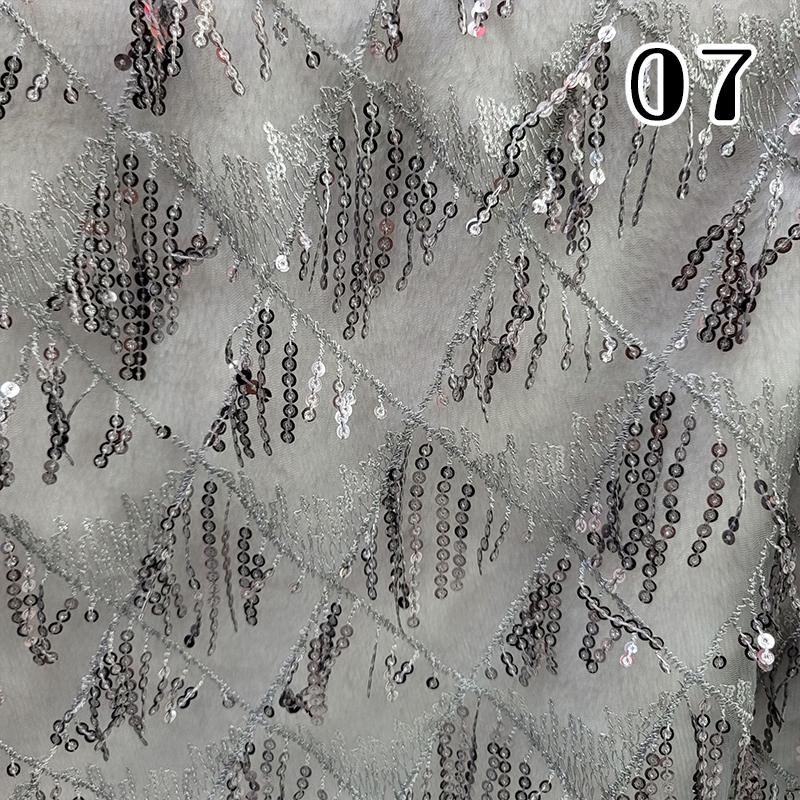 African Lace Fabric 2025 Sequins Embroidered Lace Fabric Diamond Fringe Wedding Dress Clothing Sewing Gauze Fabric 1Yard*1.5M