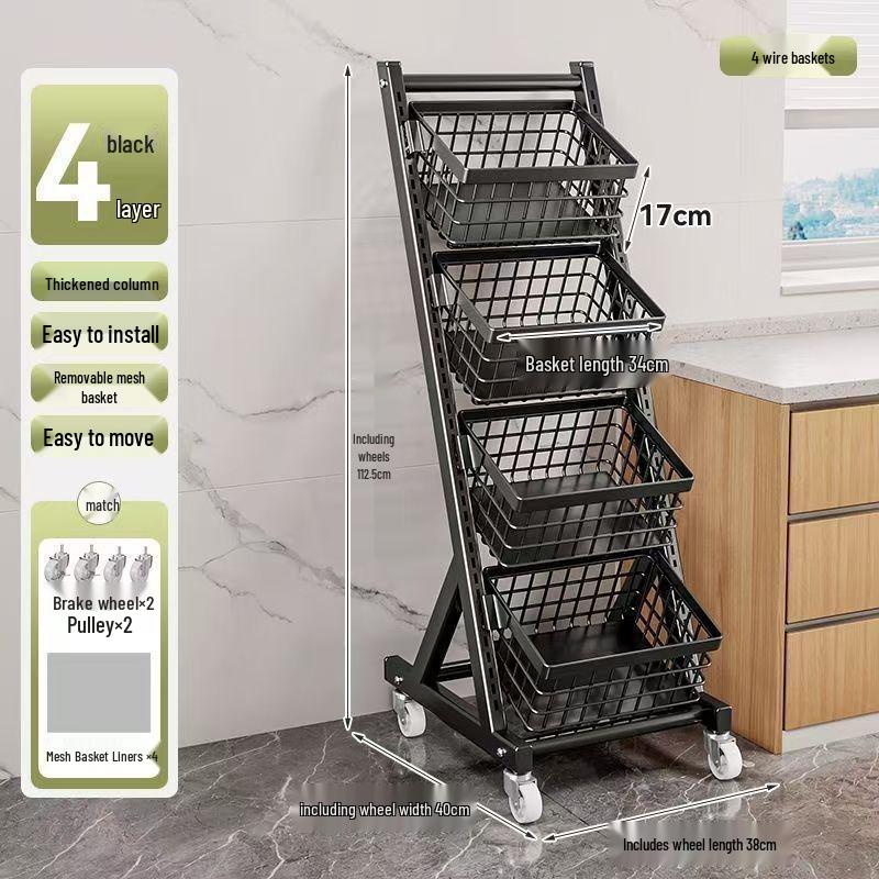 Multifunctional Storage Rack: Kitchen Vegetable, Snack, and Fruit Basket with Multi-layered, Partitioned Design for Living Room or Bedroom.