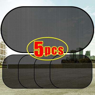1/5 uds. Parasol para ventana de coche, protección solar UV, cortina para ventana delantera y trasera, color negro, accesorios de malla de vidrio lateral