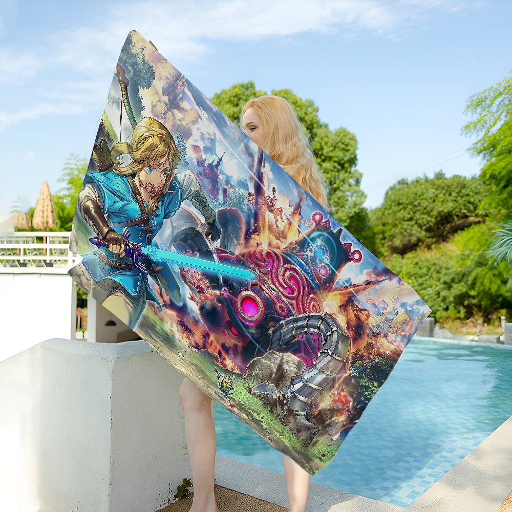 Game T-The L-Legend O-Of Z-Zeldas Microfiber Blanket Quick Drying Beach Oversized Printing Super Absorbent Pool Towel Blanket