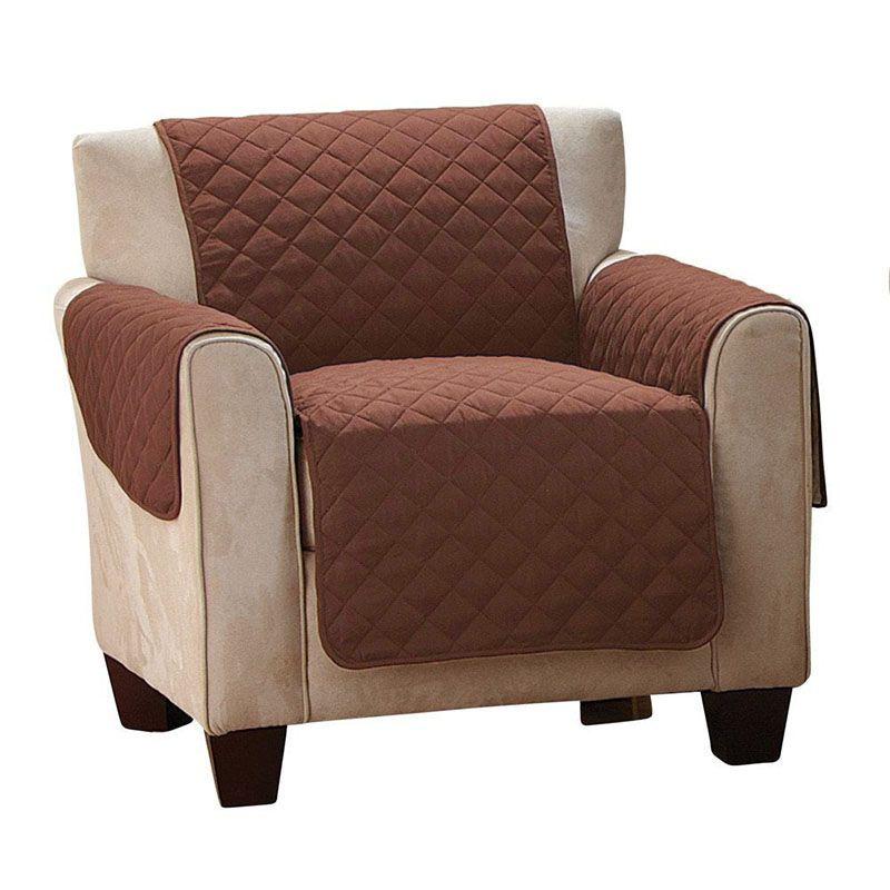 

Двусторонний стеганый чехол для дивана, защита для мебели, накидка, водонепроницаемый, с ремешком Brown-1 Seater