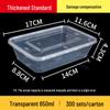 Rectangular 750/1000ml Disposable Transparent Plastic Takeout Meal Box