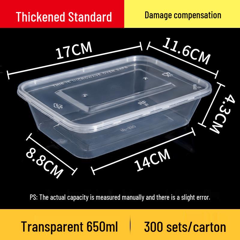 Rectangular 750/1000ml Disposable Transparent Plastic Takeout Meal Box
