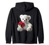 Adorable Cuddly Polar Teddy Bear Red Flower Shape Mania Zip Hoodie