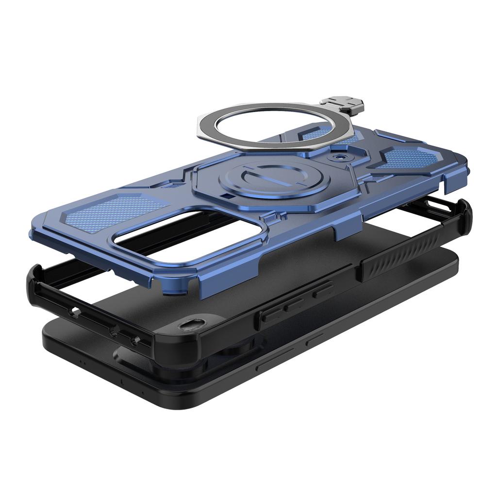 For Oppo Reno13 Pro 5G Magnetic Case Rotating Metal Kickstand Shockproof PC+TPU Phone Back Cover