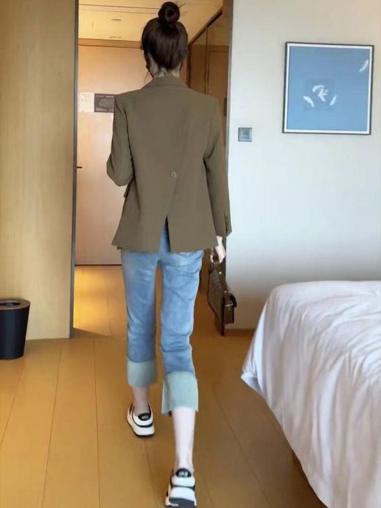 

Жіночий ретро-піджак високого класу для сезонів весна-осінь 2025 XXL for 130-139 jin верблюд