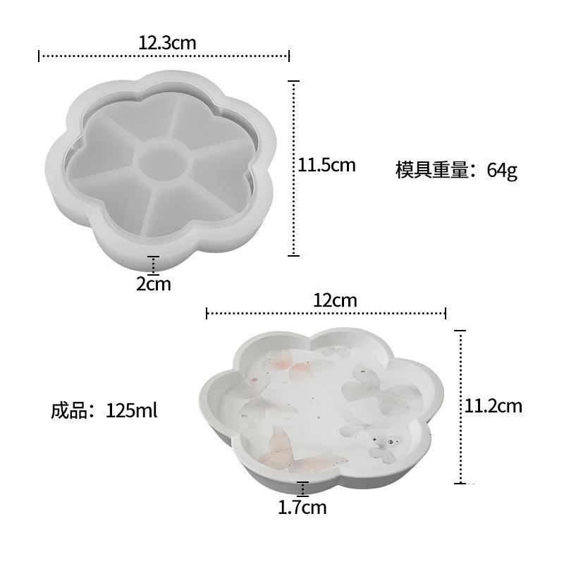 Flower/Round Shape Tray Silicone Mold Diy Handmade Storage Tray Plaster Epoxy Resin Molds Crafts Making Home Decor