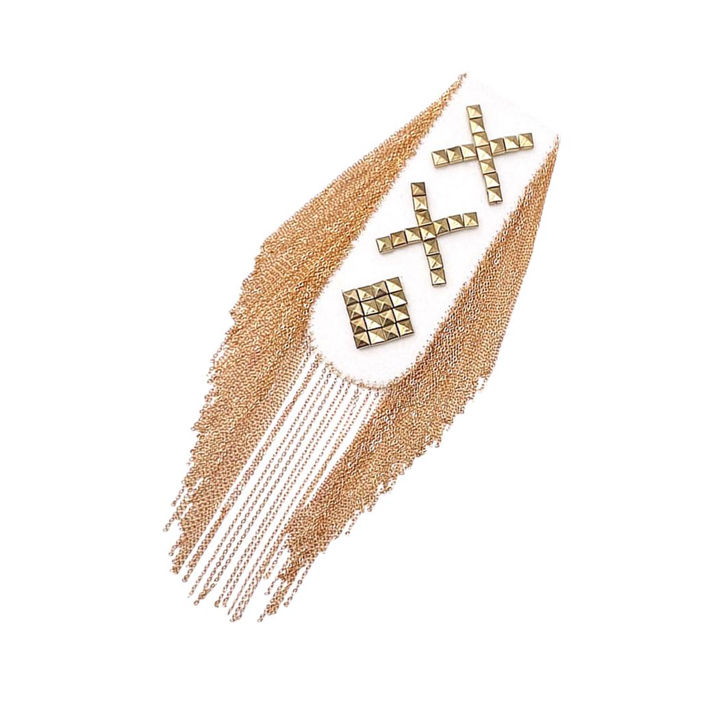 Spalline Punk Borchiate con Catena Dorata e Frange Spilla Distintivi Spalla per Blazer e Giacche