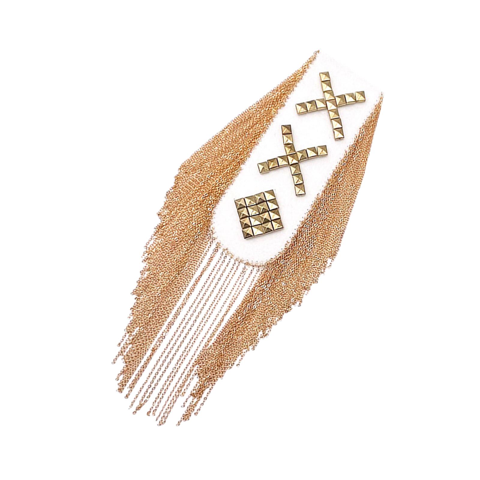 

Панк Эполеты на плечи с заклепками и шипами, Золотые цепочки с кисточками, Брошь-булавка, Эполеты, Плечевые знаки для блейзеров и пиджаков A белый