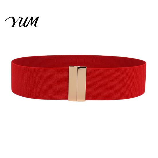 High Quality Elastic Belt Wide Waist Belt, Adjustable Stretchy with Metal Comfortable Stretch Square Buckle, Stylish Slimming Waistband for
