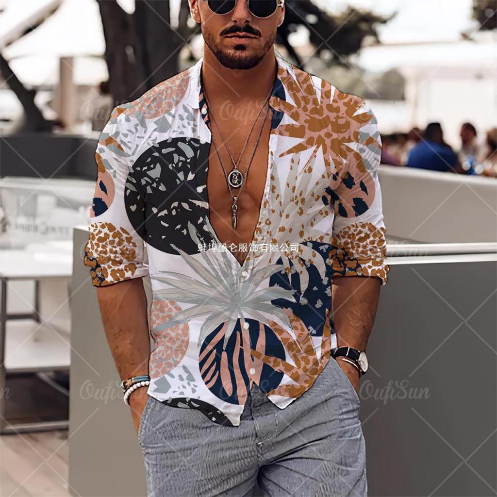 Trendy men's long-sleeve button-up shirt, ideal for daily casual wear.