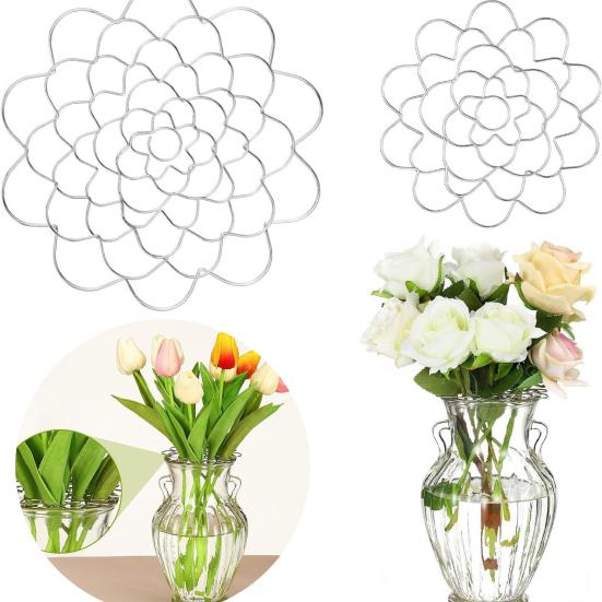 3Pcs Stainless Steel Spiral Stem Holder with Clip Vase Insert Flower Arranger