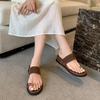 Sheepskin Version~ Thick-soled Heightening Set of Toe Cool Slippers for Women's Summer Wear with Flat-bottomed Casual Beach Sandals