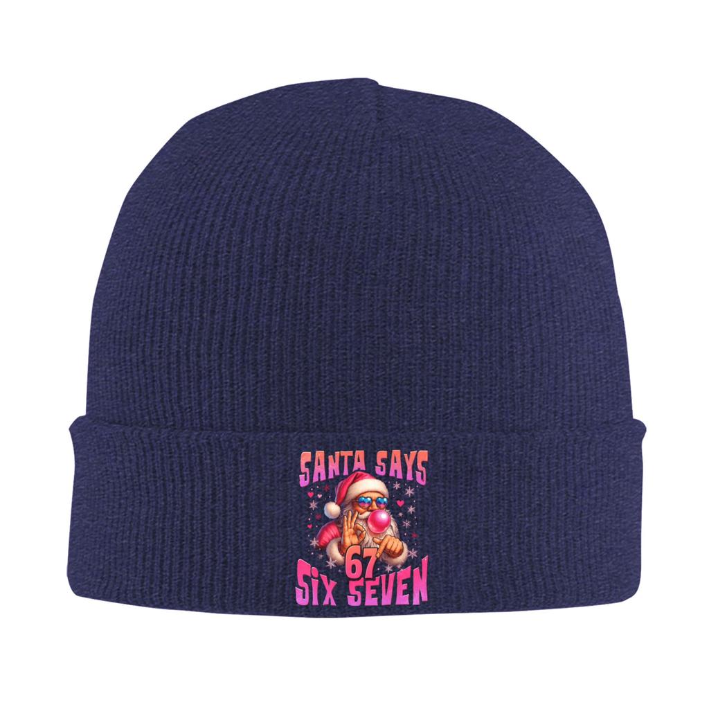 Men Funny Santa Says Six Seven Christmas 67 Meme Xmas Beanie Hats Vintage Knit Hat Autumn Kpop Caps Design Elastic Bonnet Hats