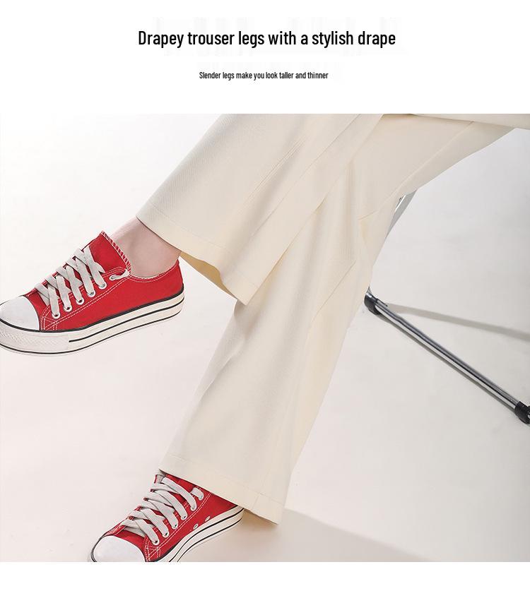 Spring 2025 Women's Elastic High-Waist Straight-Leg Pants - Fashionable, Versatile, Wide-Leg Design