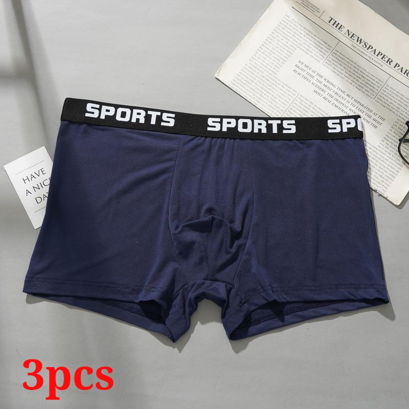 3 PCS Men's Cotton Seamless Boxer Solid Color Sport Underwear Soft Comfortable Shorts Underwear