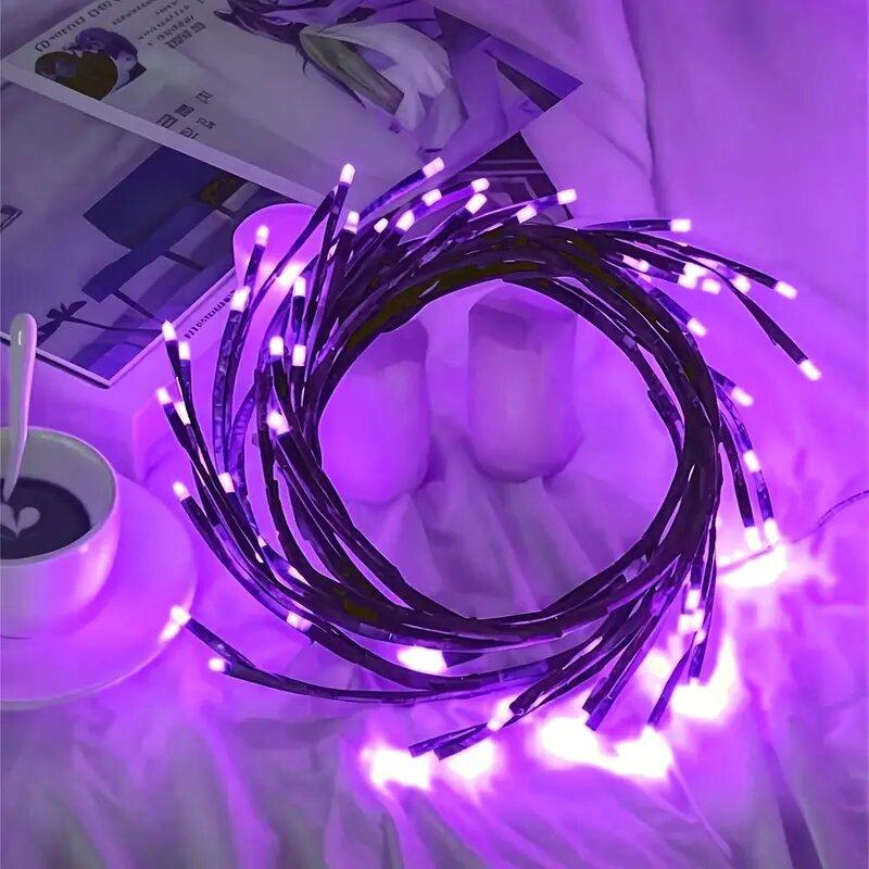 

1PC 48LED Purple DIY Artificial Willow Vine Lights USB Powered String Lamp Wall Decoration Lights For Home Christmas Halloween 1PC 48LED фиолетовый