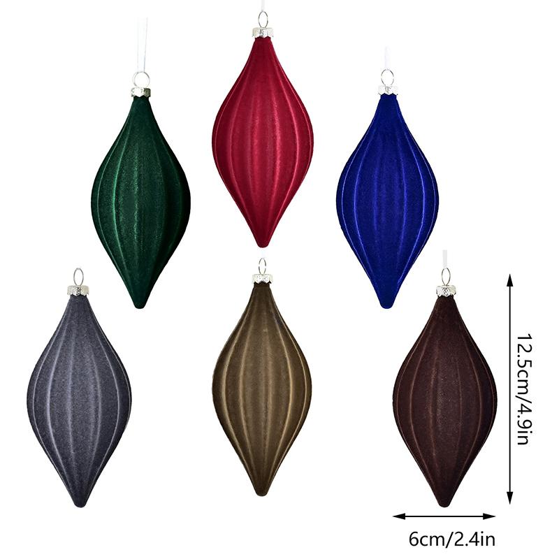 Velvet Flocked Plastic Cone Ornaments - Christmas Tree Decorations For Store Displays