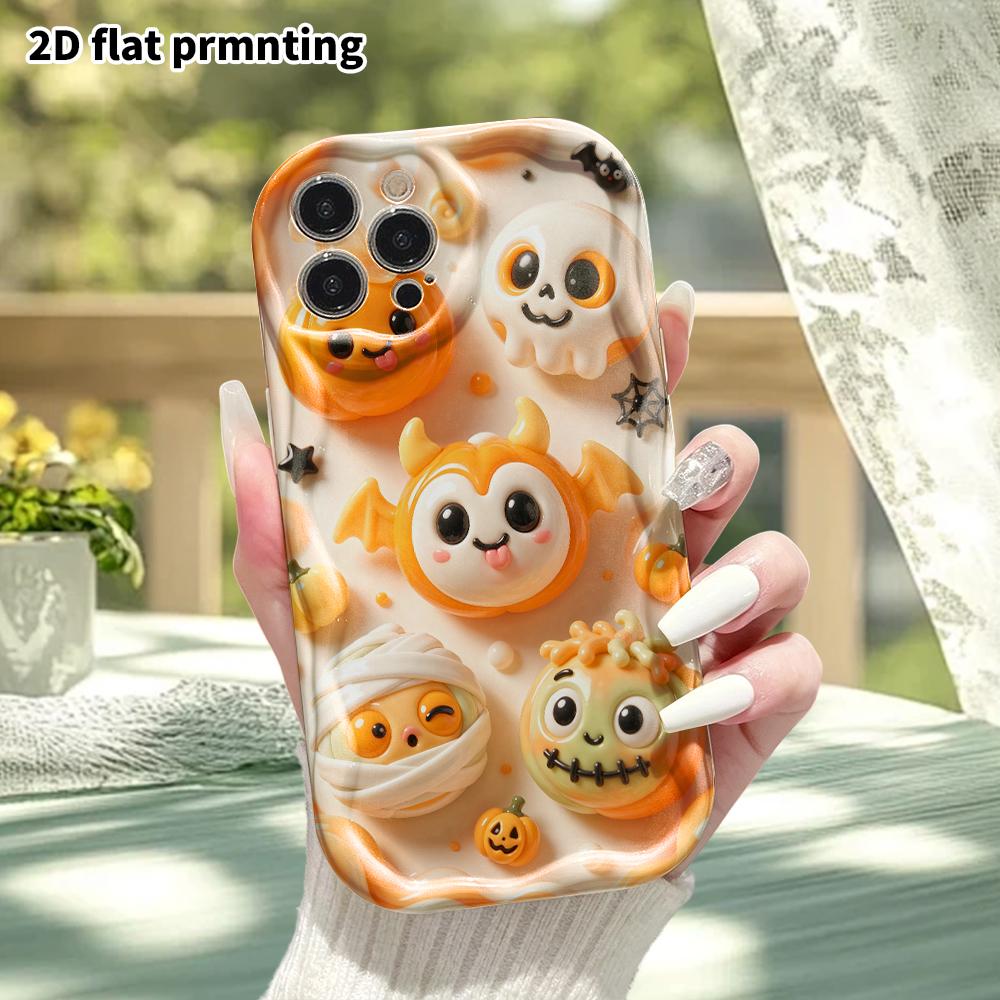 Phone case: 2D flat design, suitable for iPhone 18 17 16 15 14 13 Pro protective case, cute Halloween character, perfect Halloween and Christmas holid