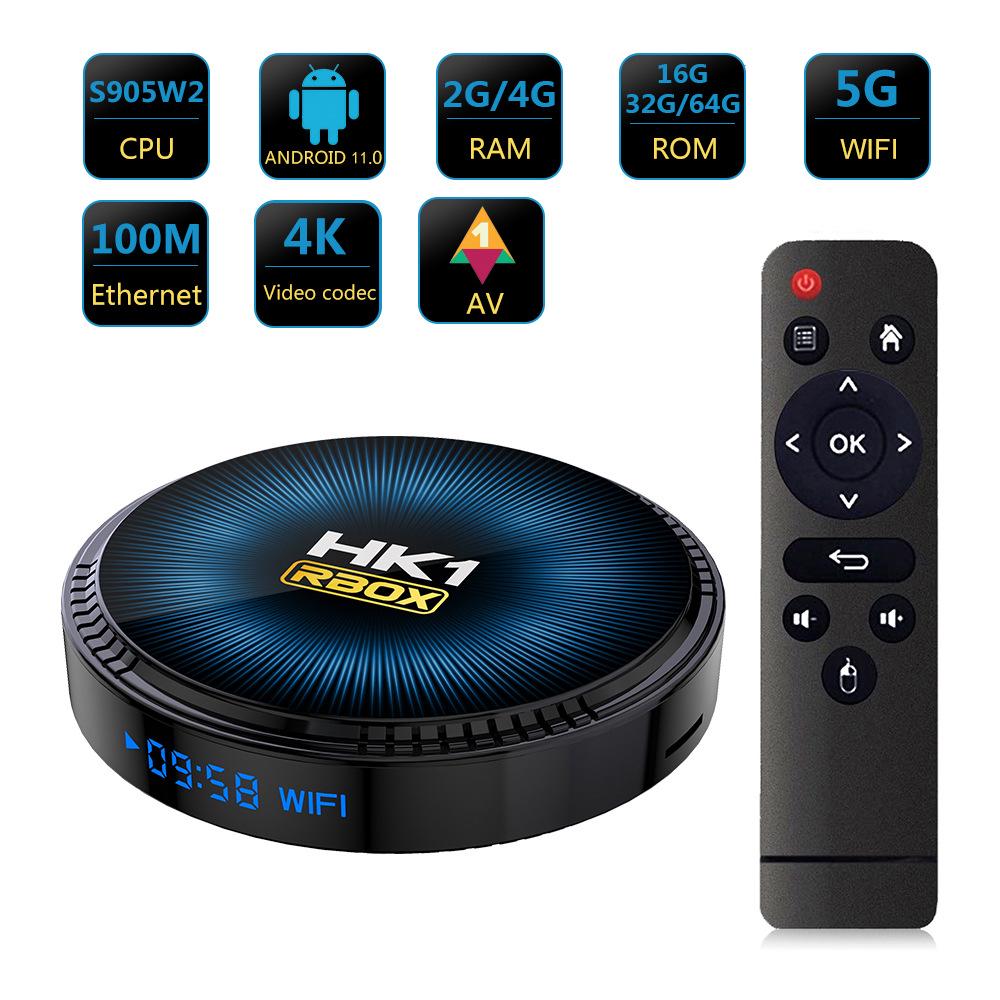 

HK1 RBOX-W2 Dual-Band WiFi Bluetooth 8K HD Network TV Box S905W2 EU Plug