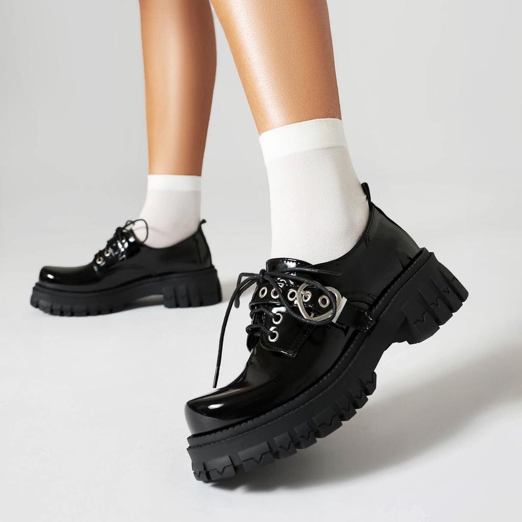 Spring New Platform Small Leather Shoes New British Style One-word Buckle Mary Jane Muffin and Jk Uniform Shoes Women