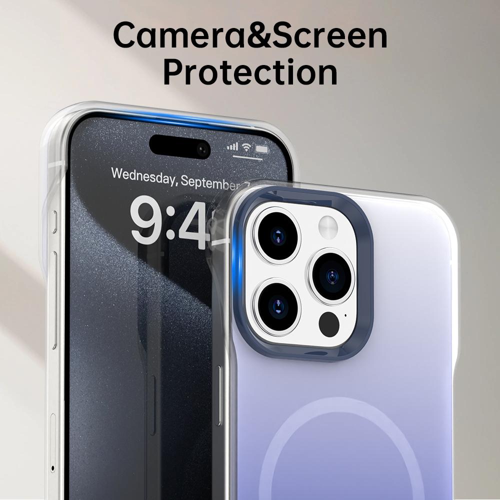 For iPhone 15 Pro Magnetic Case Gradient Design Borderless IMD TPU+PC+PET Phone Cover