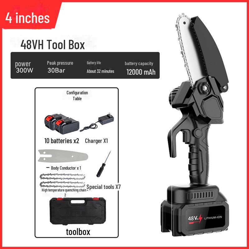 High-Power Rechargeable Handheld Electric Chainsaw for Tree Pruning and Logging