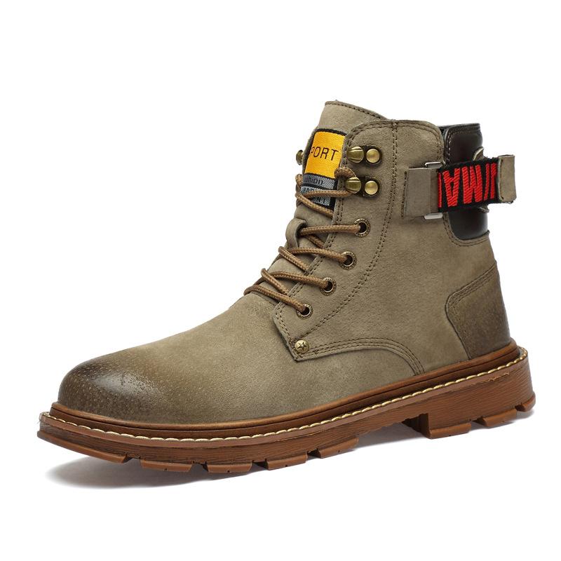 

Large Size Martin Boots Medium Help Snow Boots Autumn and Winter British Style Tooling Boots Trend Casual High Top Shoes Men 48 хакі