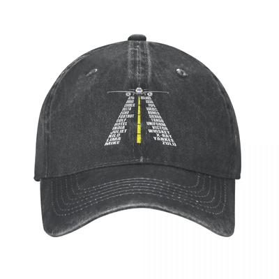 Phonetic Alphabet Aircraft Unisex Baseball Cap Pilot Distressed Washed Caps Hat Retro Travel Headwear