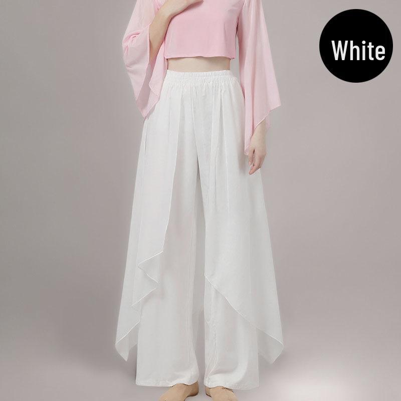 Women's Classical Chinese Dance Bell Sleeve Top - Sheer, Long Sleeve, Body Shaping Dancewear for Adults