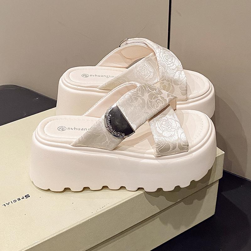 Fashion 7.5CM Casual Wedge Slippers Women New Summer Non Slip Platform Sandals Woman Open Toe Comfortable Female Chunky Beach Slippers