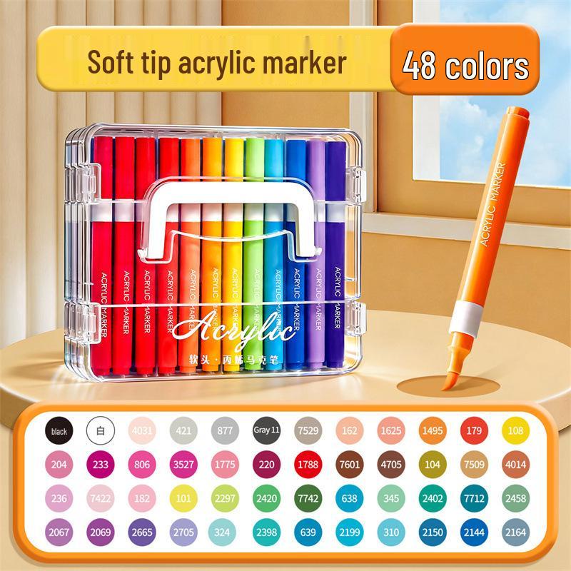 Opaque Multi-Color Acrylic Markers with Soft Tip, Waterproof for Students & Kids' Art, Kindergarten, Graffiti