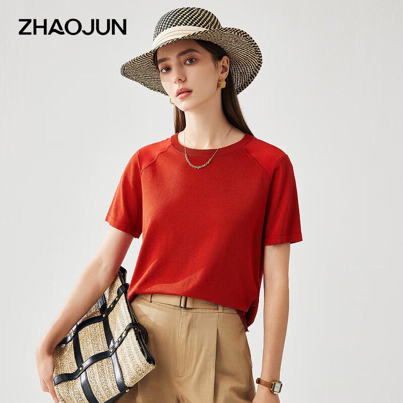 Zhaojun Women s Silk Blend Short Sleeve Knit Top M