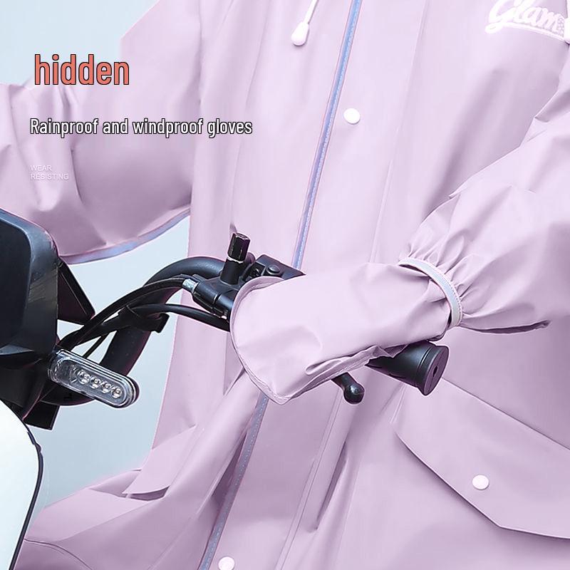 Women's Long Single-Piece Stormproof Raincoat with Electric Battery for Adults