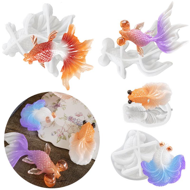 

Сделай сам Хрустальные серьги-подвески в виде золотых рыбок Эпоксидная силиконовая форма для смолы Брелок 3D Подвеска в виде рыбки Ювелирные изделия Силиконовая форма Инструменты для изготовления