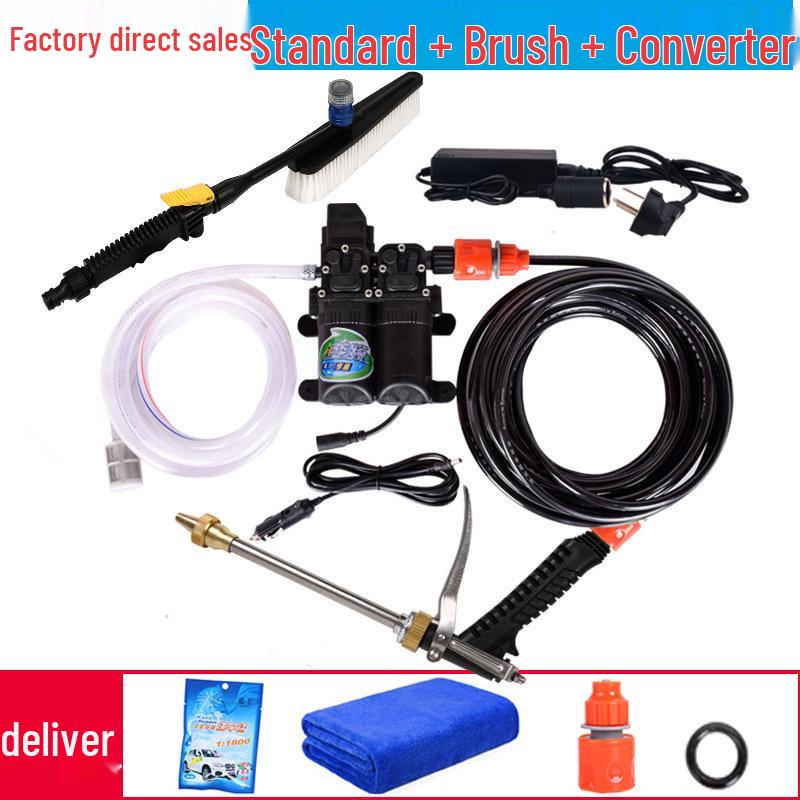 12V Portable High-Pressure Car Washer with 220V Electric Water Pump and Brush