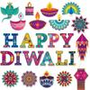 25 KS Indická tematická párty dekorace Diwali DIY ŠŤASTNÉ DIWALI Papírová tabule Dekorace Kartička Samolepky