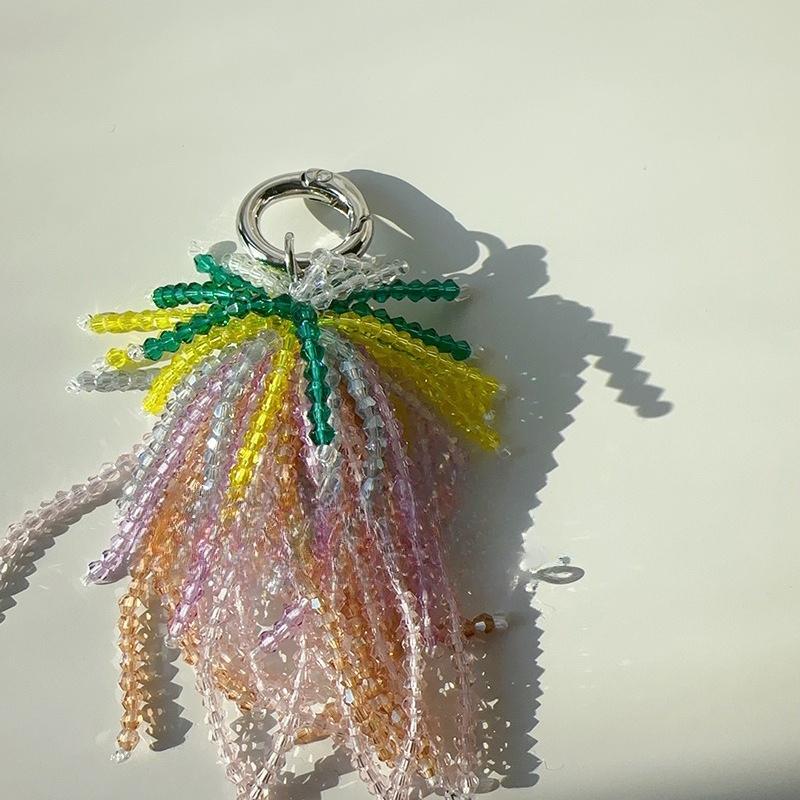 Coquette Jellyfish Beaded Phone Charm Tassel Bag Aesthetic Waterfall Bead Pendant for Purse Backpack Decor Gift Bag Charm