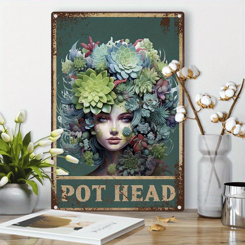 

Vintage Succulent Pot Head Gardener Decorative Metal Tin Sign 20x30cm（7.8x11.8inch）