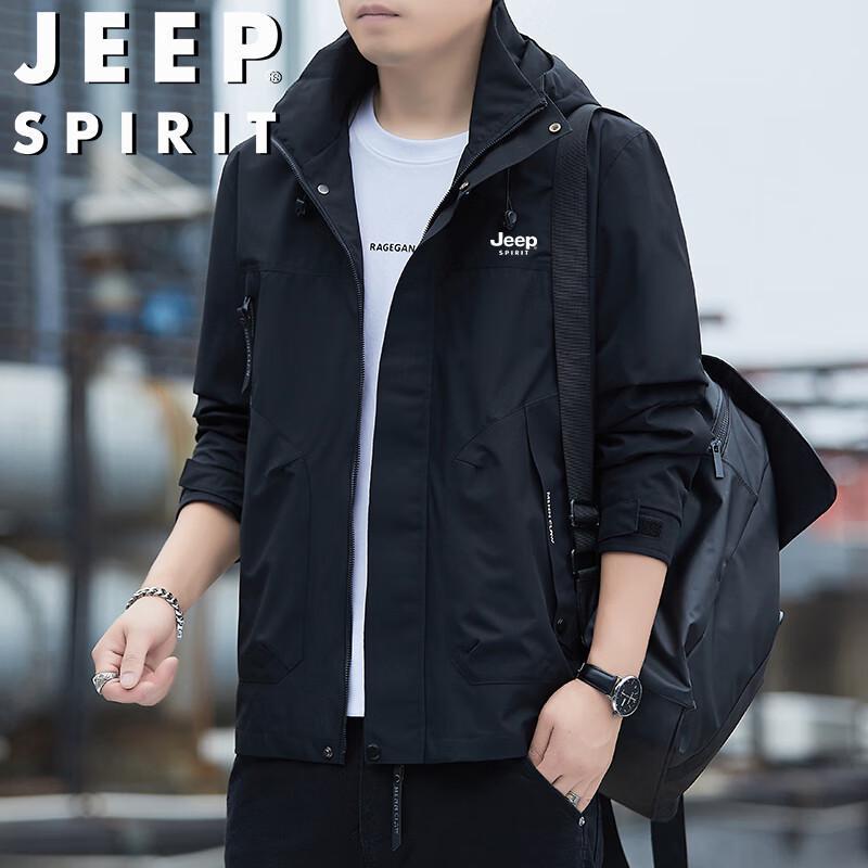 JEEP SPIRIT Men's Outdoor Hooded Windproof Waterproof Jacket